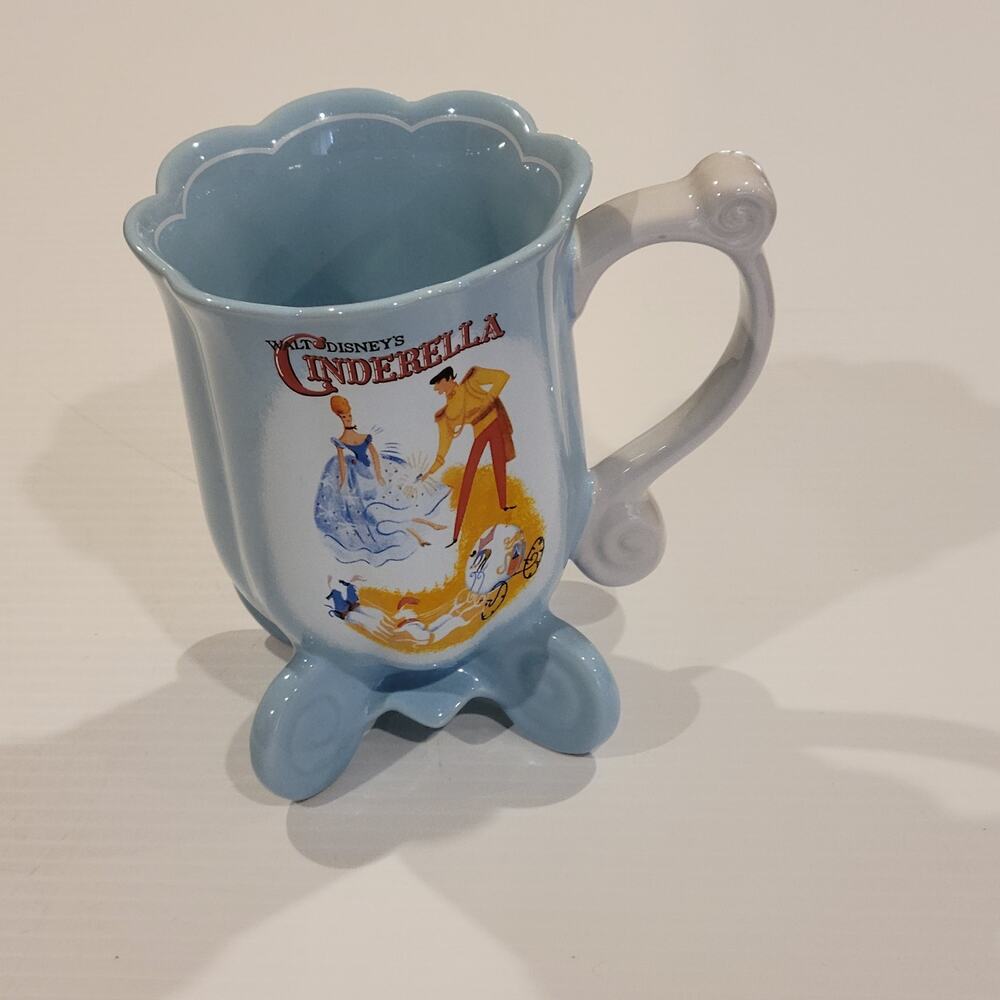 Rare Walt Disney's Cinderella Prince Ceramic Carriage Coach Horse Blue Cup Mug